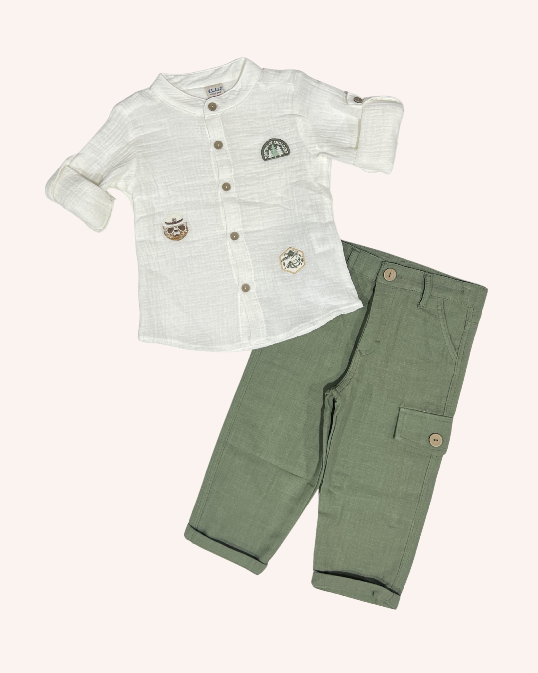 Linen Khaki Pants Set