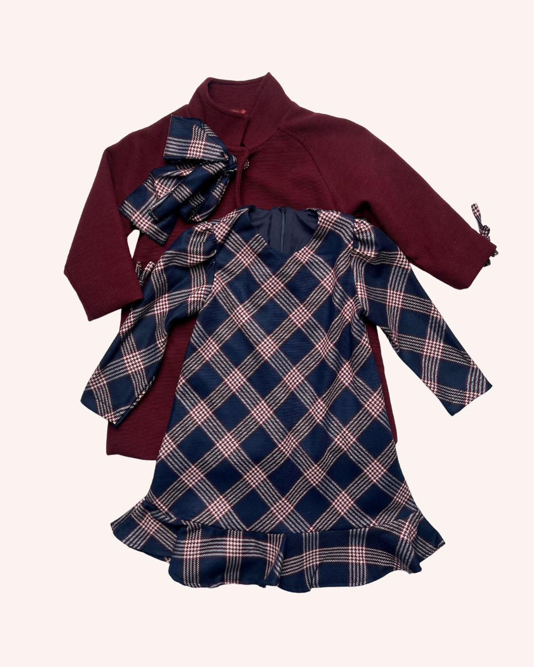 Checkered Dress & Coat Set