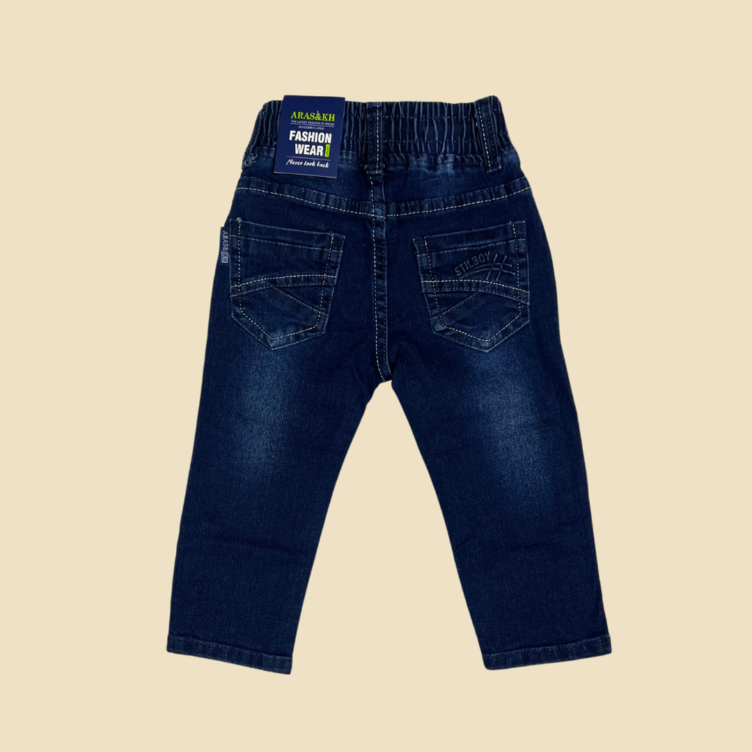 Elastic Waist Dark Jeans