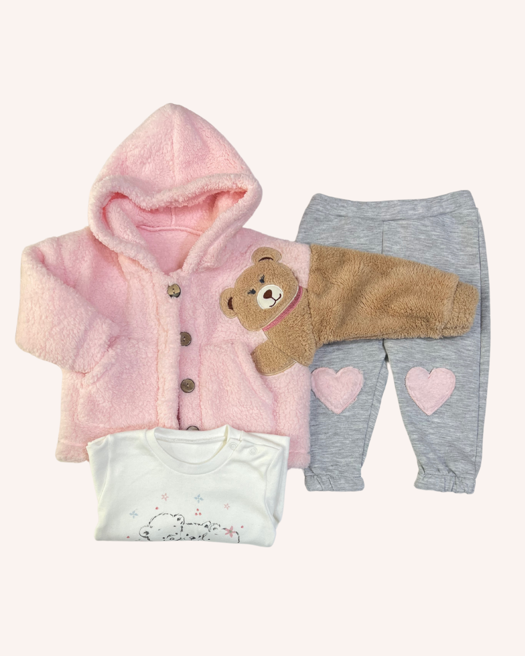 Fleece 3-Pcs Bear Set