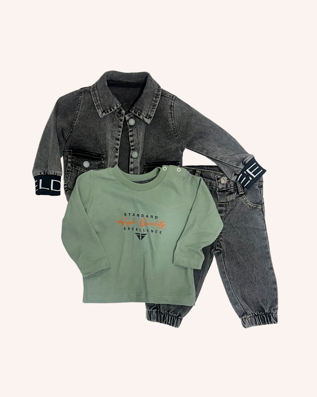 Black Denim 3-Pcs Set