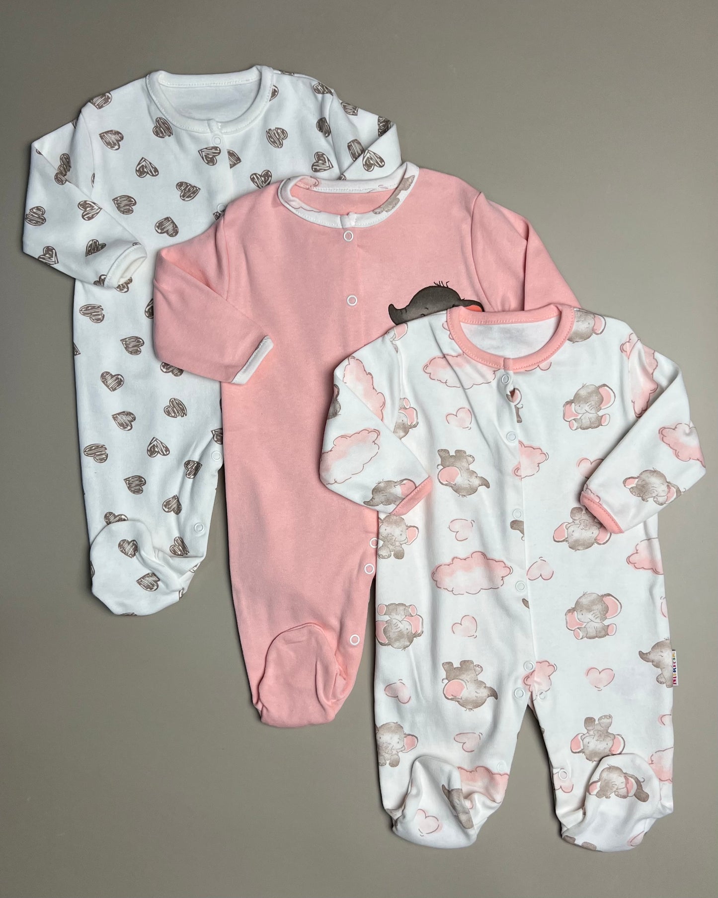 Baby Elephant 3-Pack Overalls