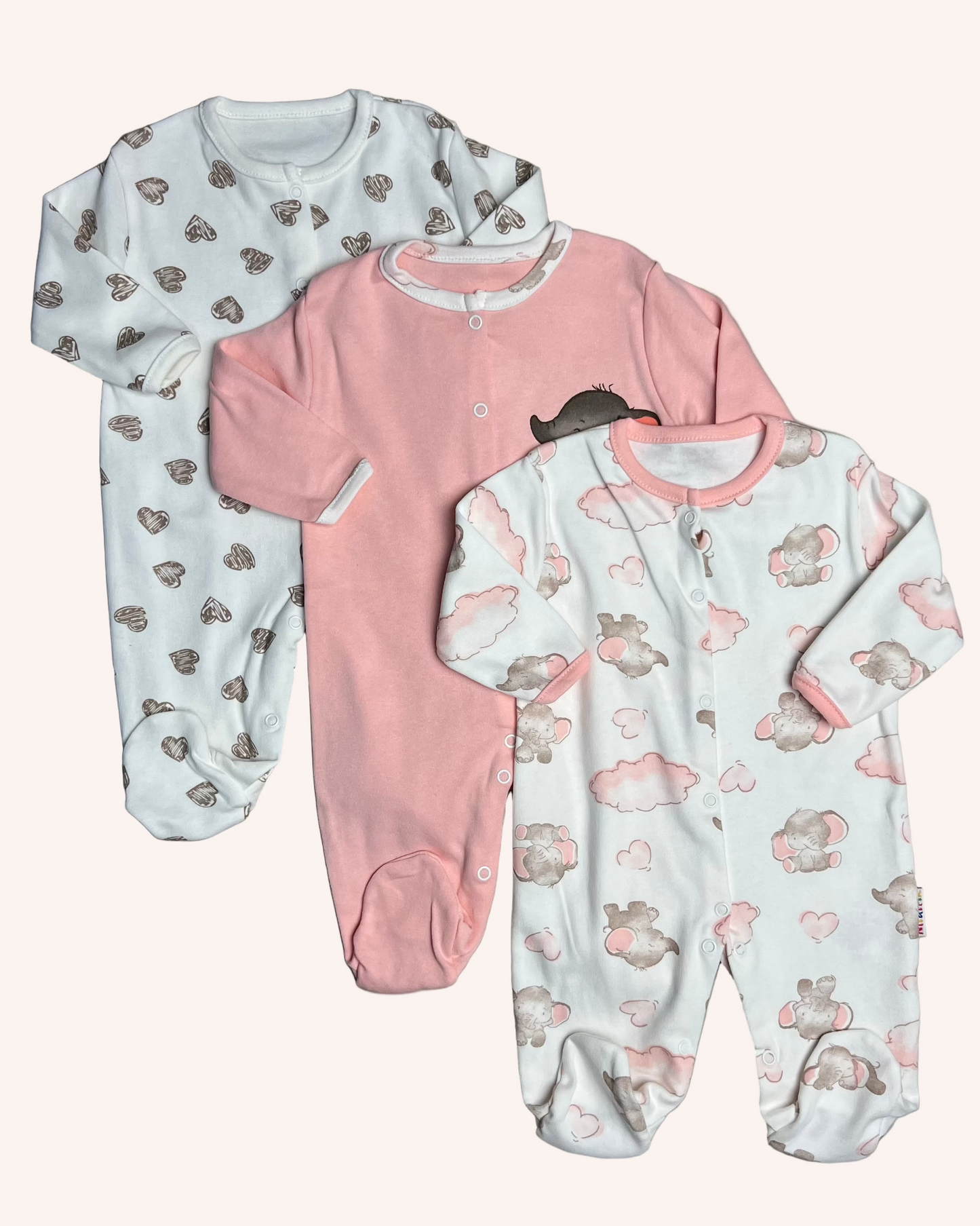 Baby Elephant 3-Pack Overalls