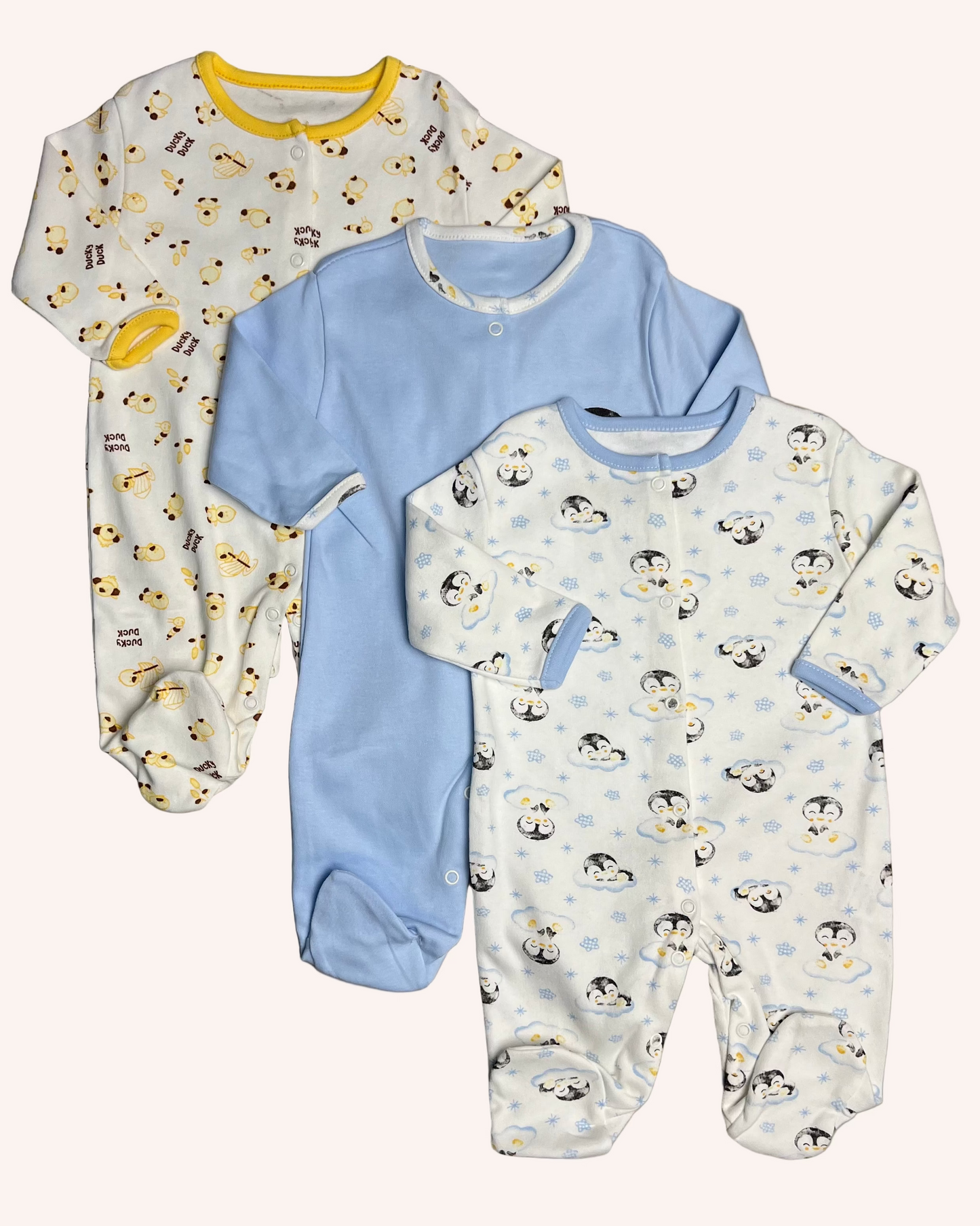 Penguin and Ducks 3-Pack Overalls