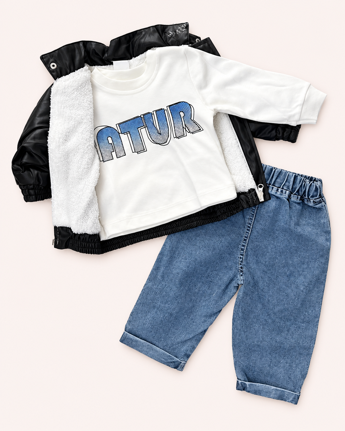 Leather Jacket 3-Pcs Set