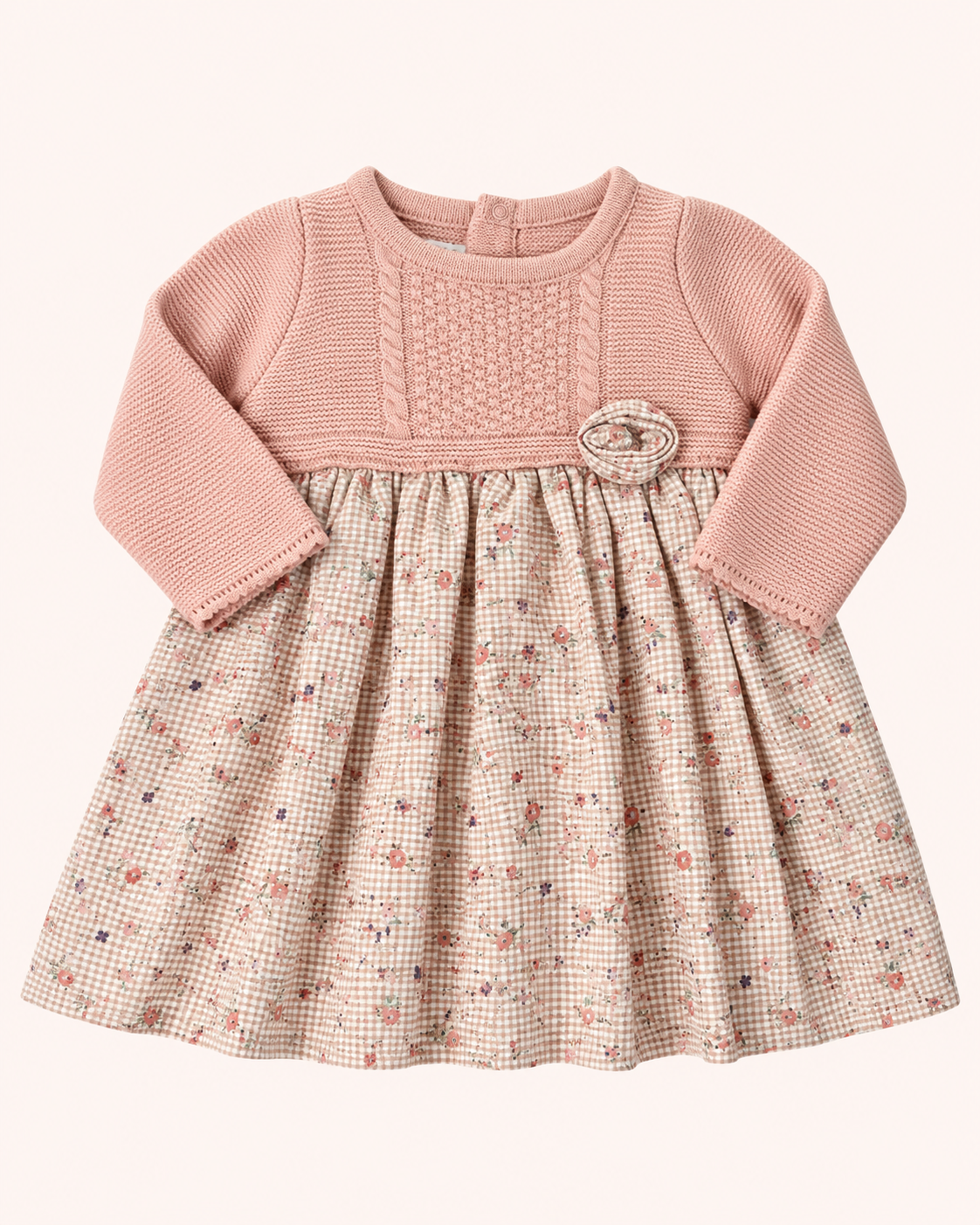 Pink Knit Floral Dress
