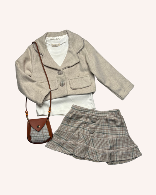 Felt Jacket & Caro Skirt Set