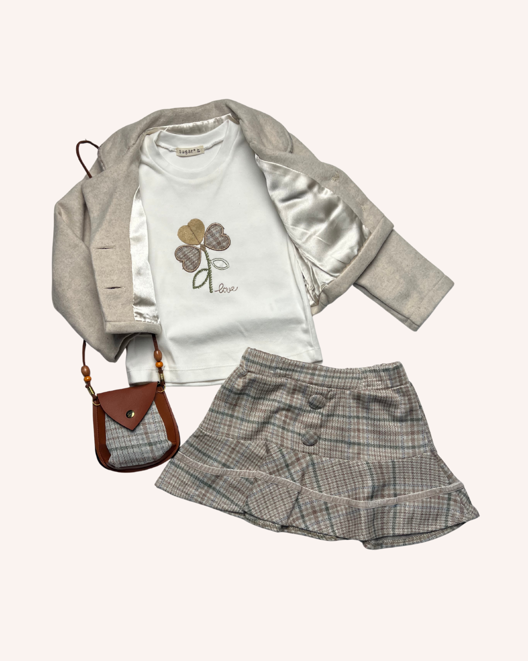 Felt Jacket & Caro Skirt Set