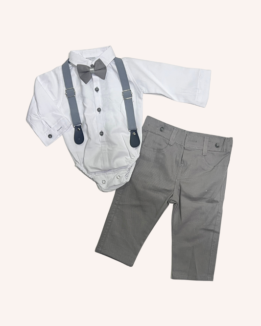 Grey Suspenders Suit