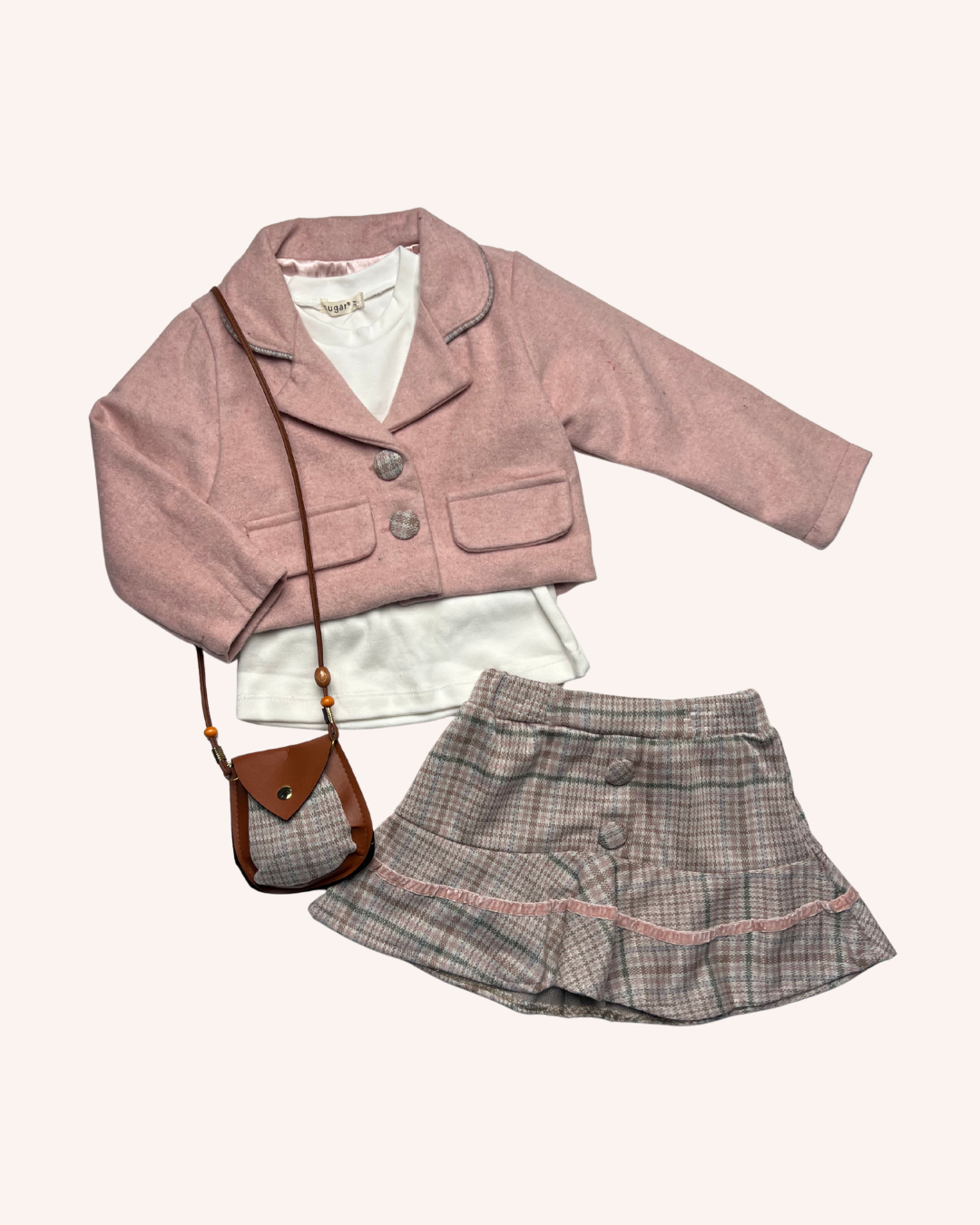 Felt Jacket & Caro Skirt Set