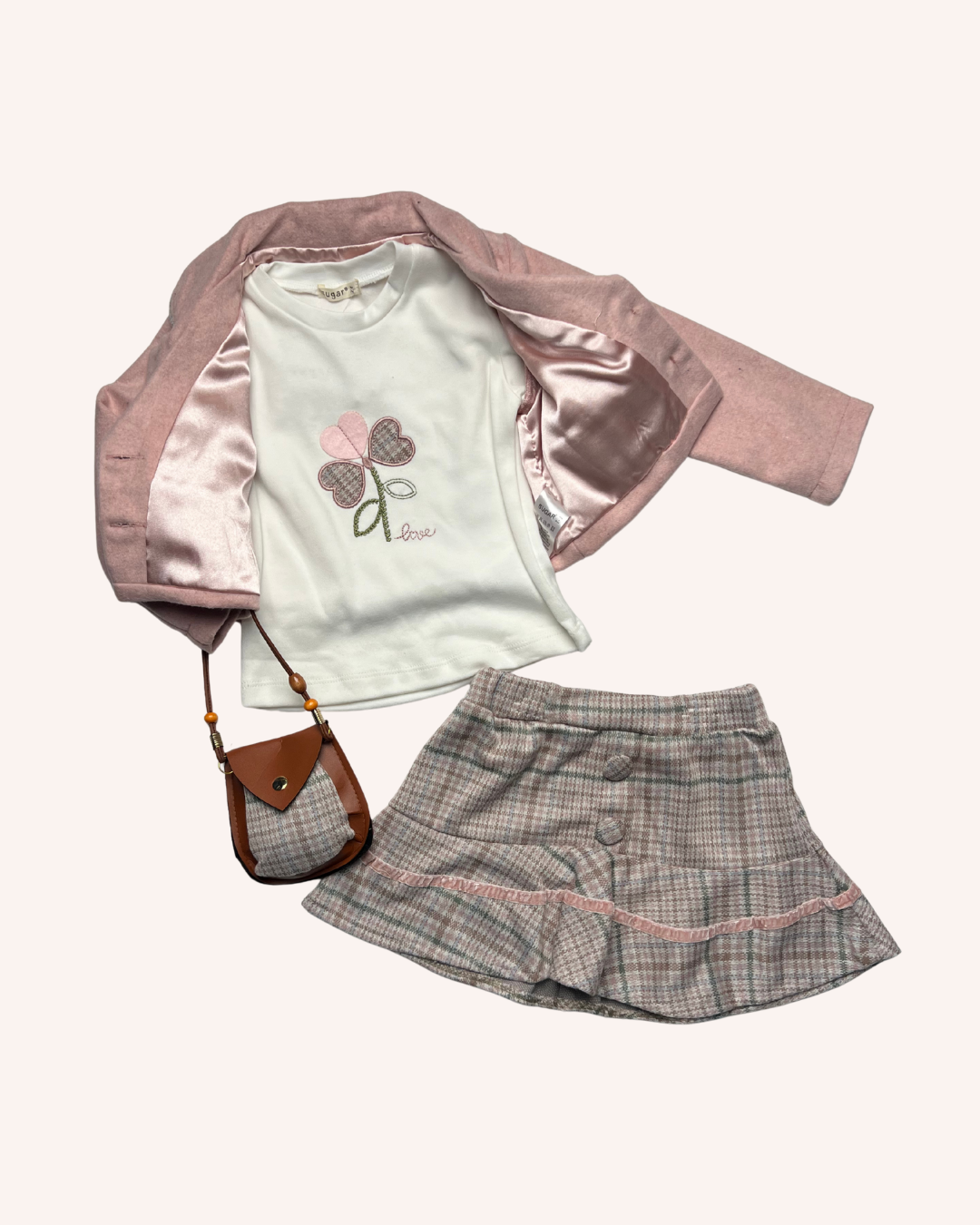 Felt Jacket & Caro Skirt Set