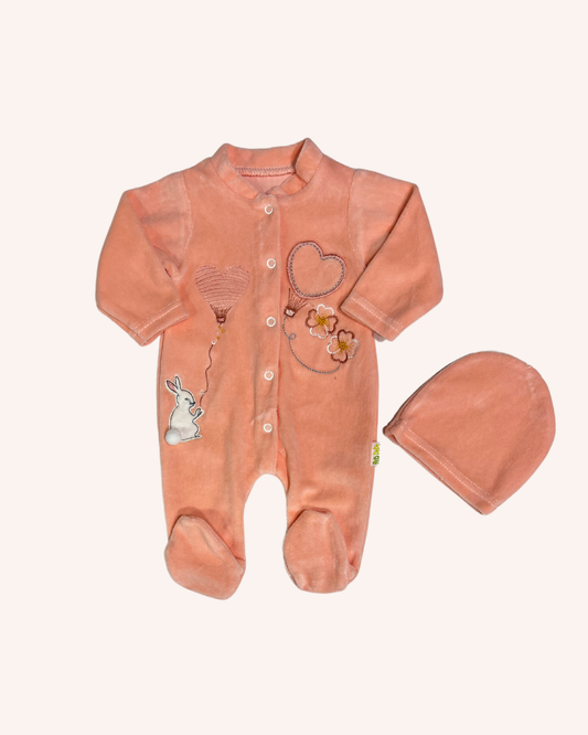 Rabbit Love Velvet Overall