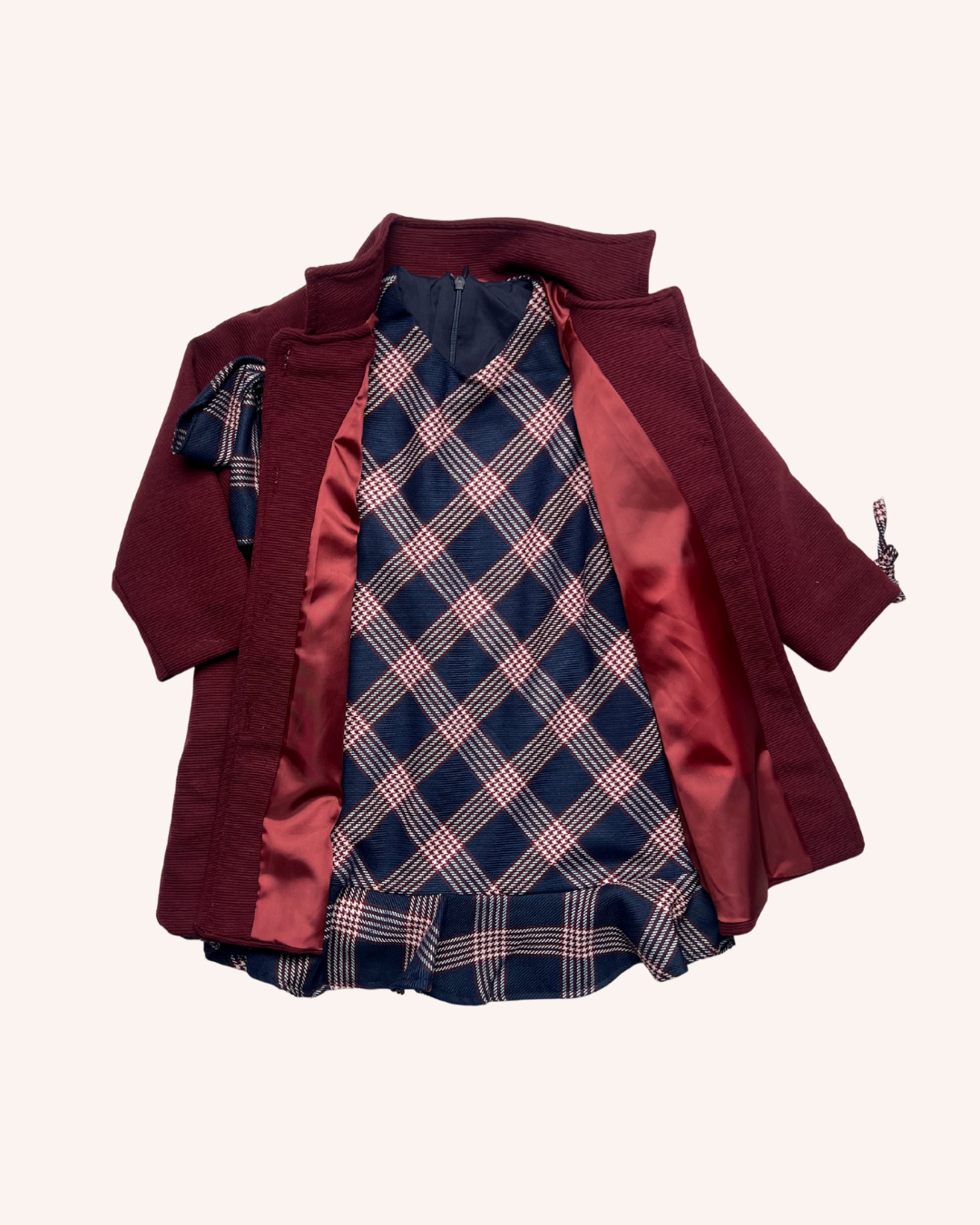 Checkered Dress & Coat Set