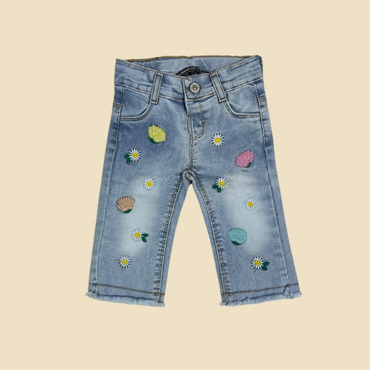 Flower Blue Jeans