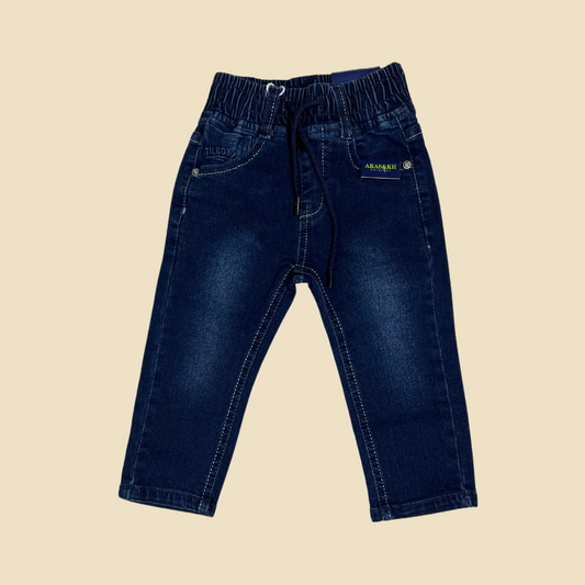Elastic Waist Dark Jeans
