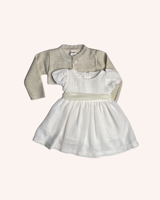 White and Beige Dress