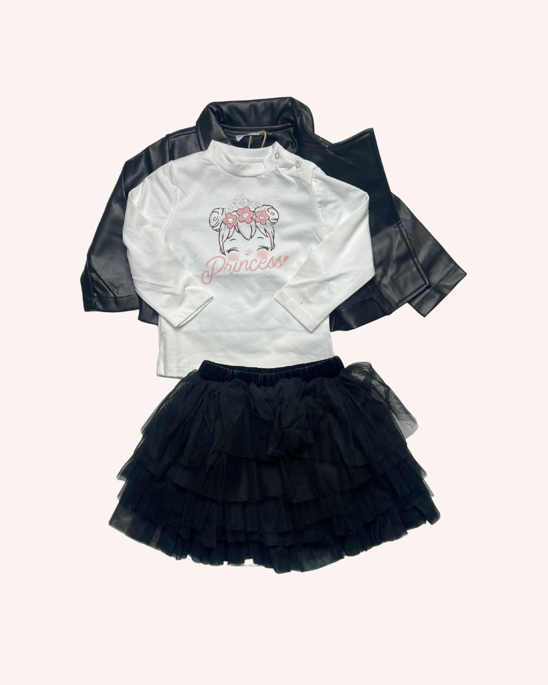 Leather & Tutu 3-Pcs Set
