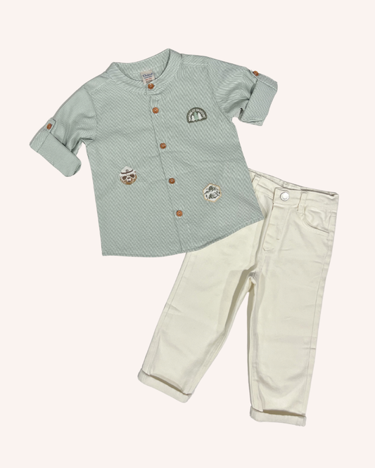 Linen Stripped Shirt Set