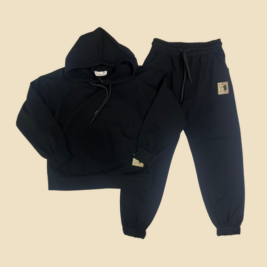 Simple Black Fleece Set