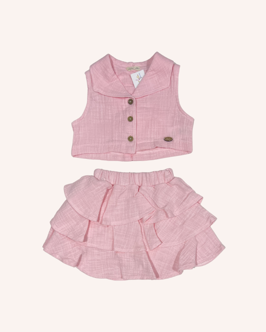 Pink Linen Skirt Set