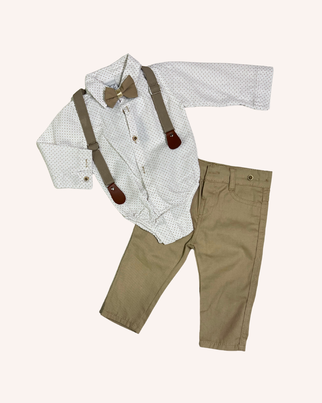 Beige Suspenders Set