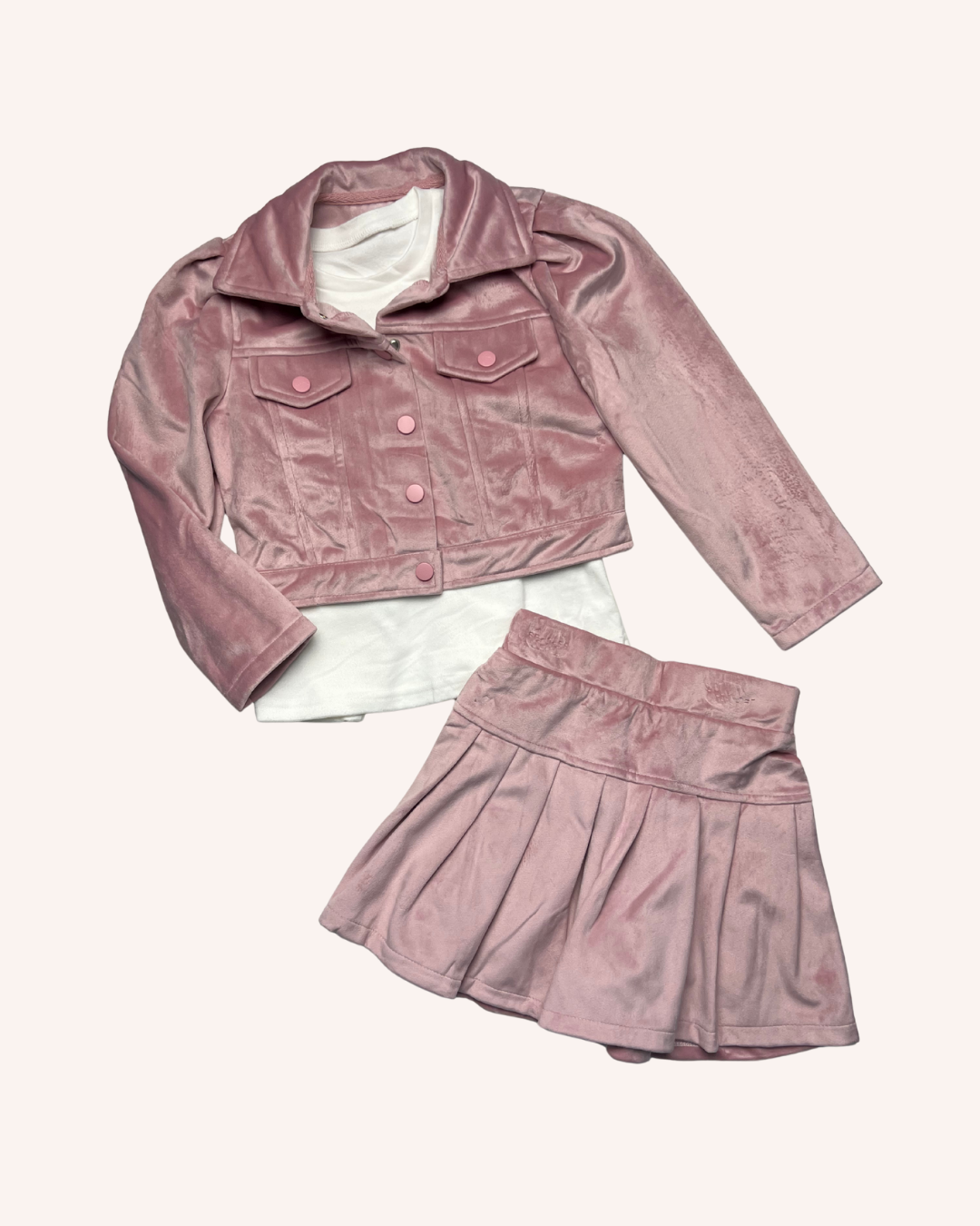 Baby Pink Velvet 3-Pcs Set