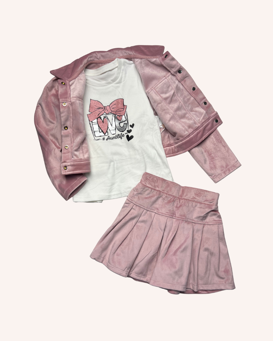 Baby Pink Velvet 3-Pcs Set