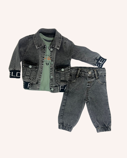 Black Denim 3-Pcs Set