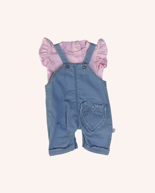 Heart Denim Romper
