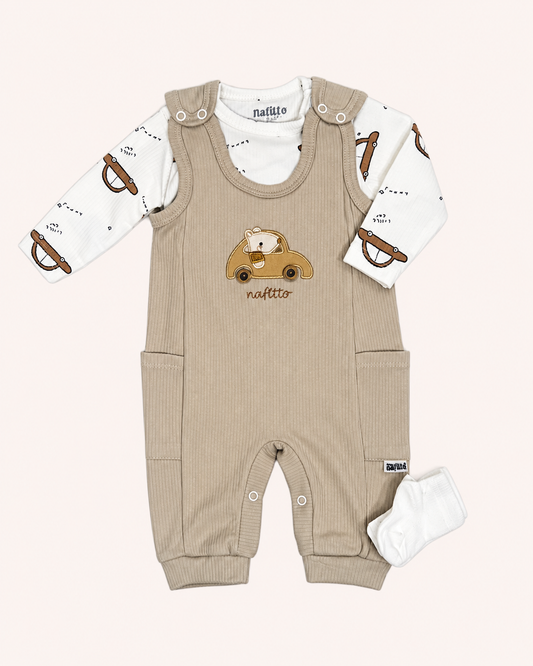 Beige Car Romper