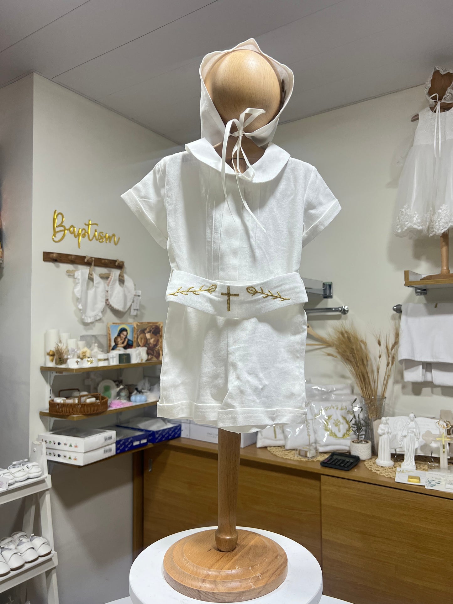 Linen Wheat Design Romper
