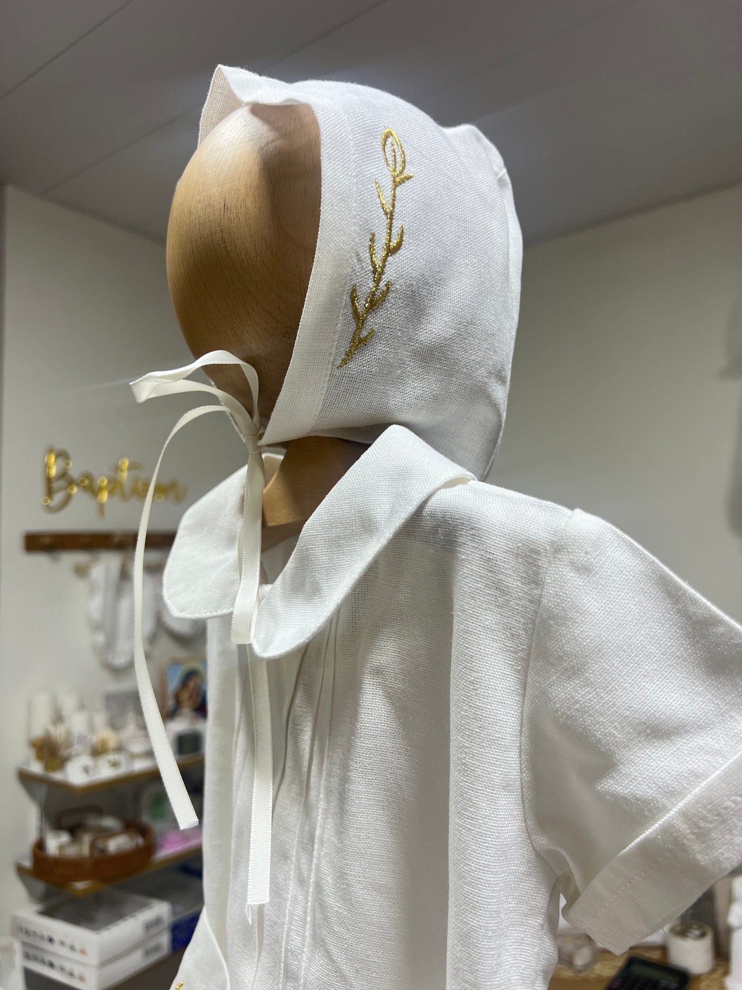 Linen Wheat Design Romper