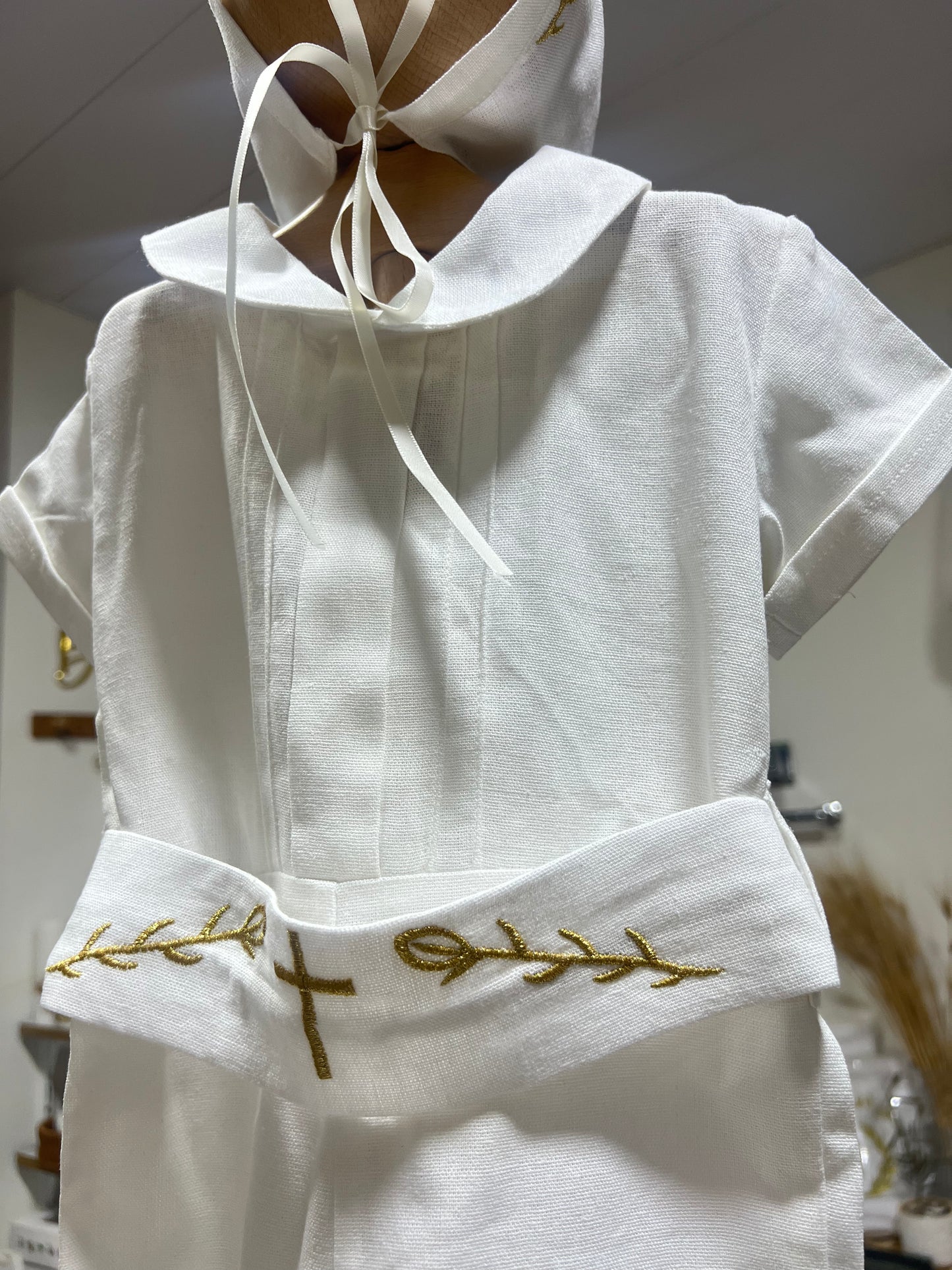 Linen Wheat Design Romper