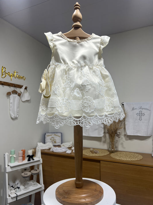 Ecru Short-Sleeve Dress