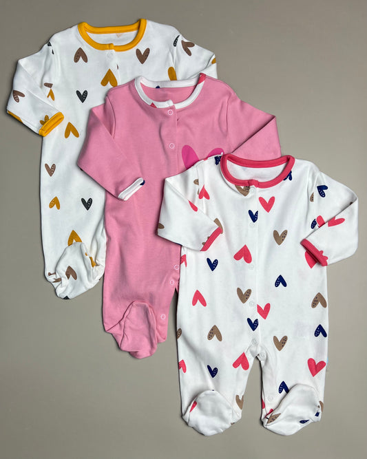 Hearts 3-pack Overalls