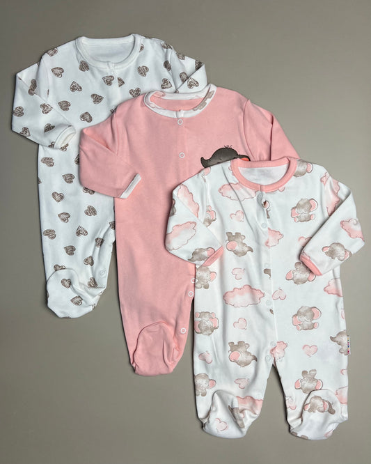Baby Elephant 3-Pack Overalls