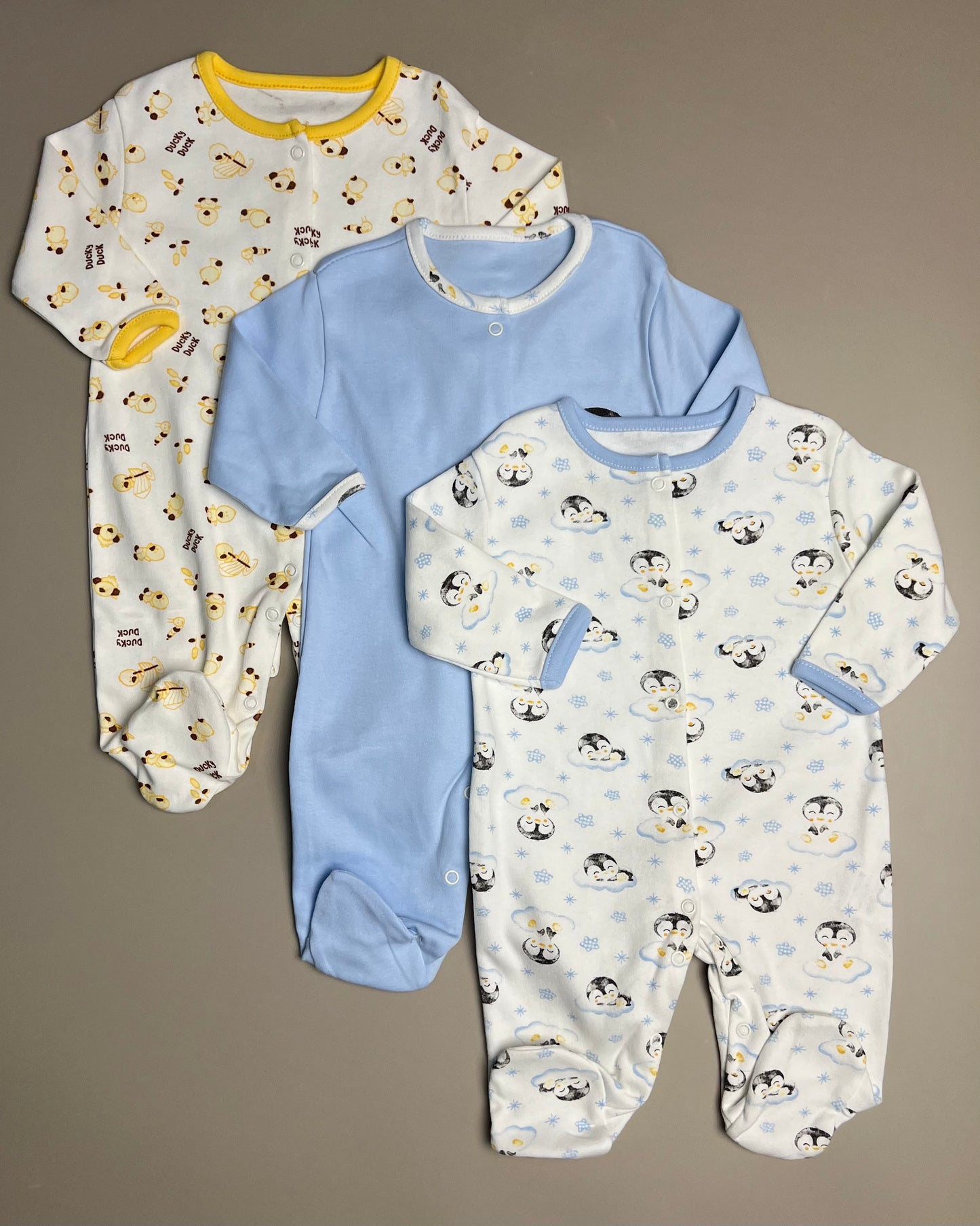 Penguin and Ducks 3-Pack Overalls
