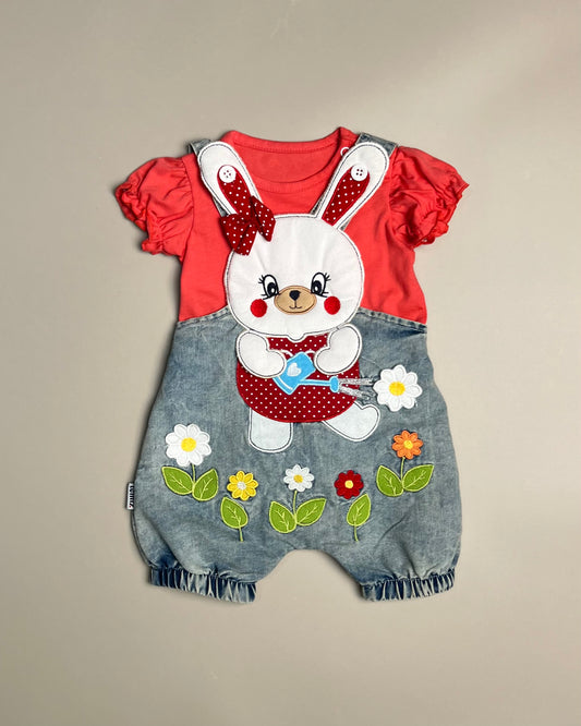 Rabbit Denim Romper