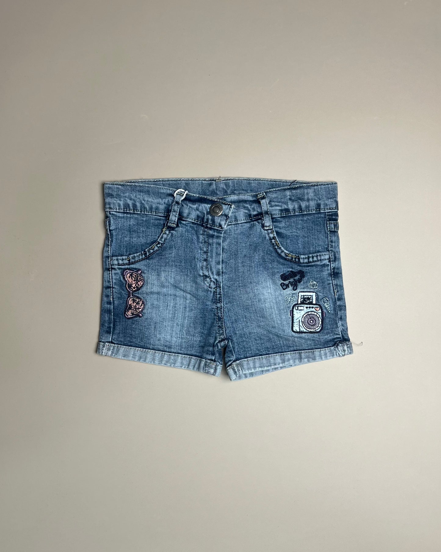 Embroidered Denim Shorts