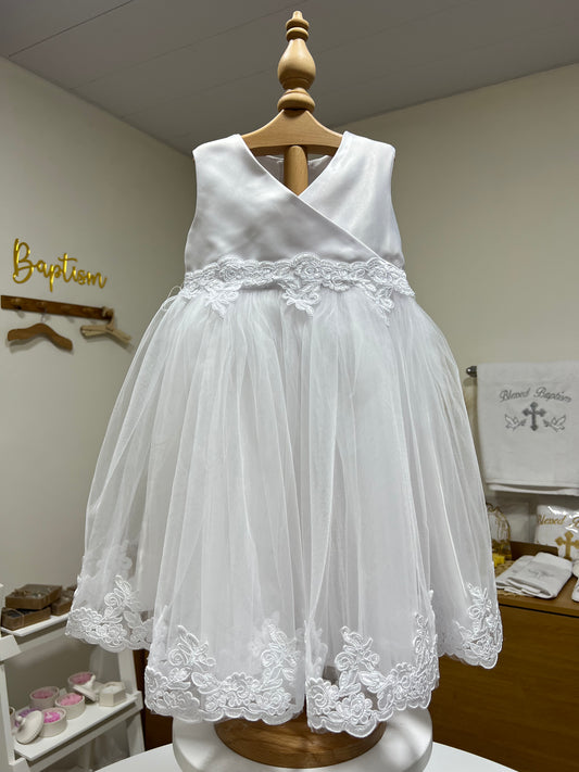 V-Neck White Gown