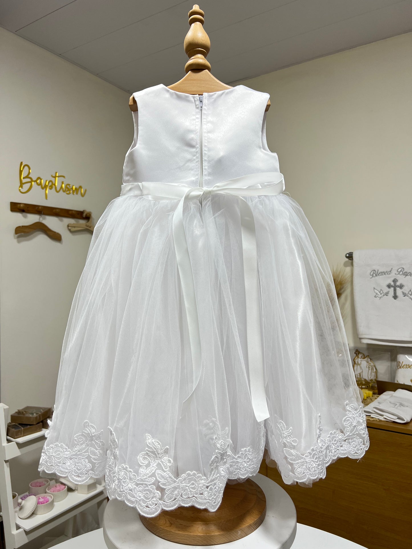 V-Neck White Gown