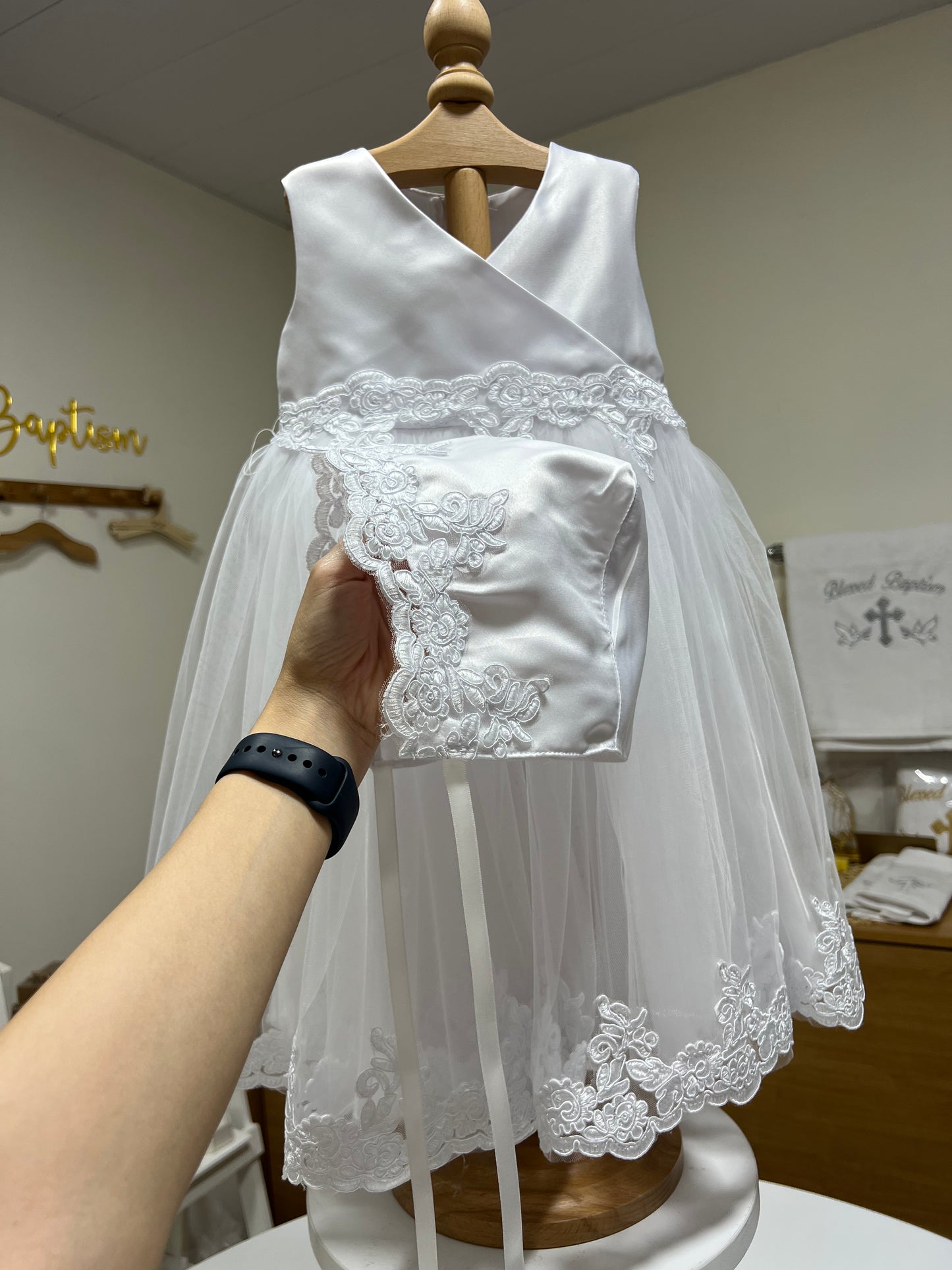 V-Neck White Gown