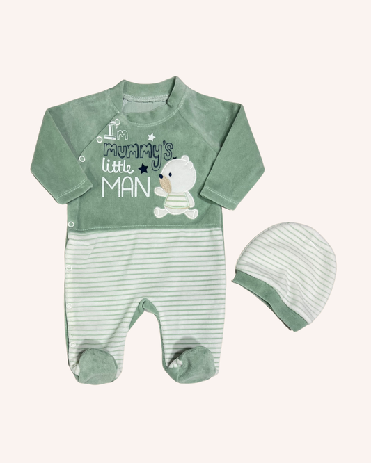 I'm Mummy's Little Man Velvet Overall