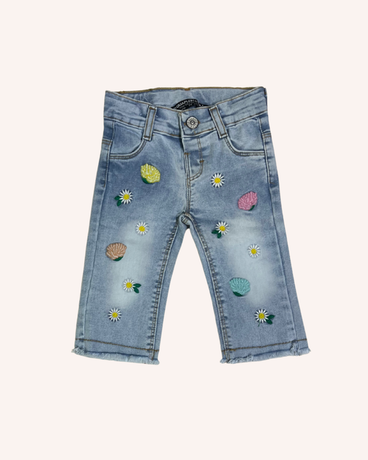 Flower Blue Jeans
