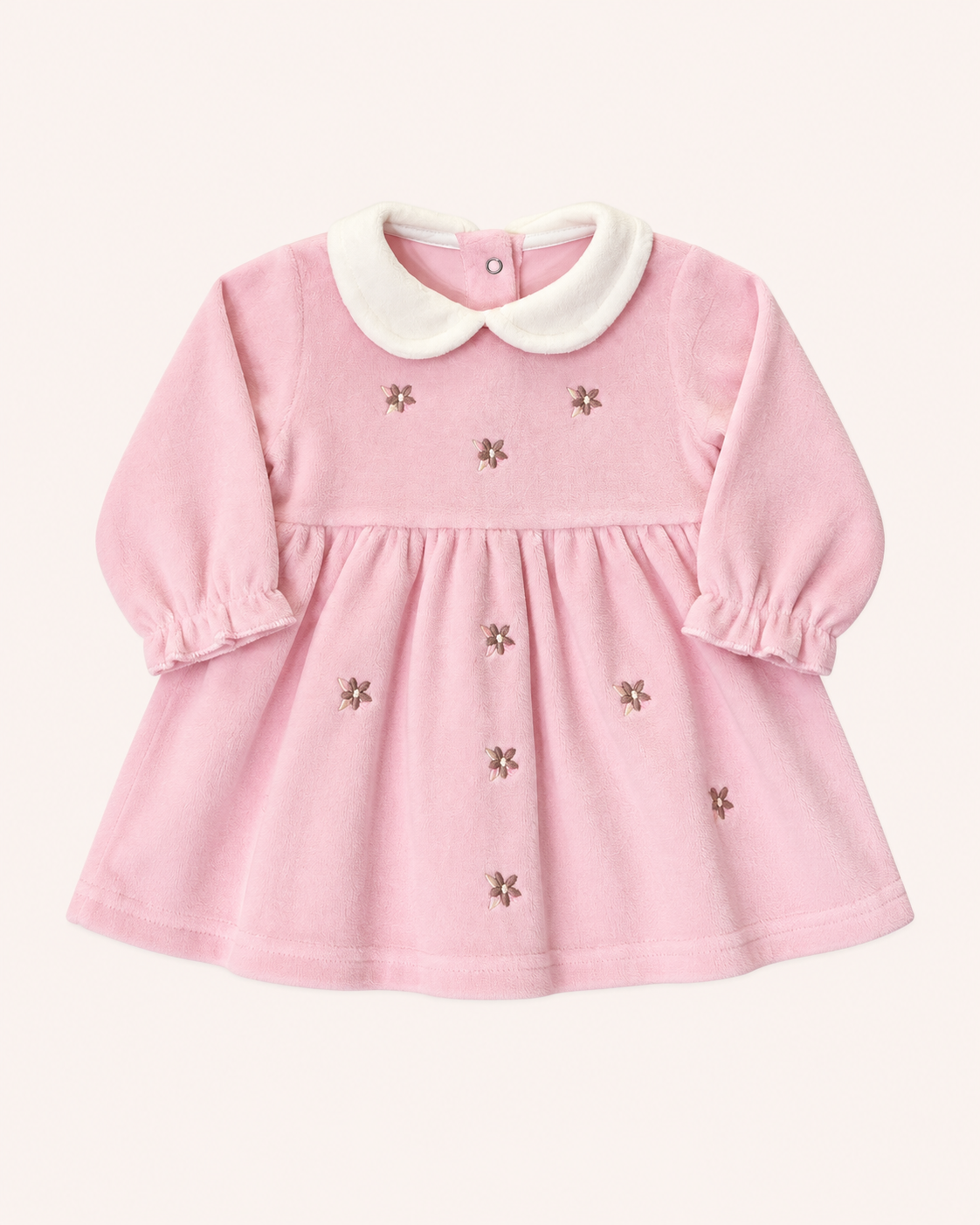 Pink Flowers Velvet Dress