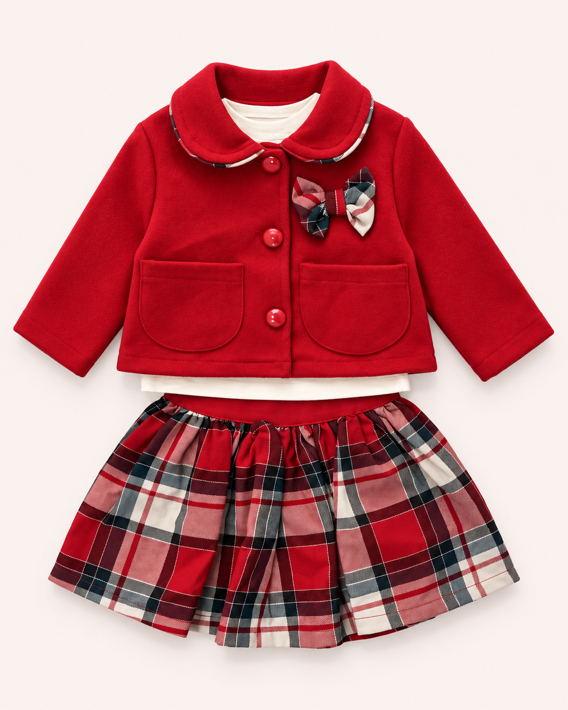 Red Plaid 3-Pcs Set